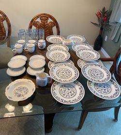 Blue and White Floral Dinnerware Set
