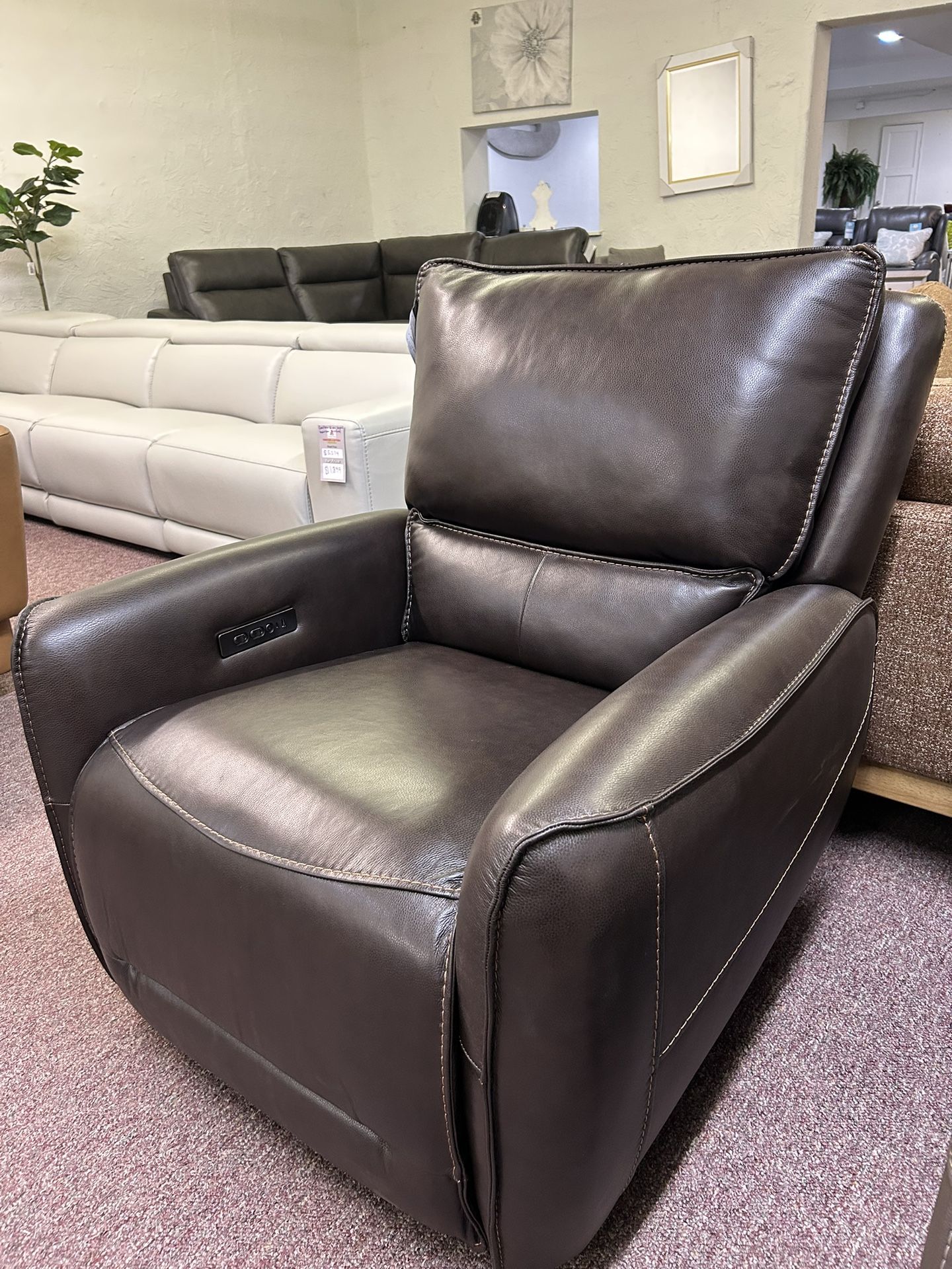Furniture- Zero Gravity Real Leather Reclining Chair- Derban