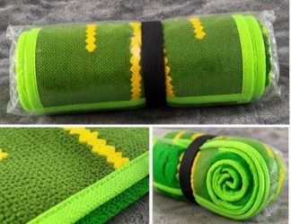 Green Microfiber Towel with Yellow Trim
