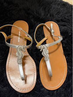 Antonio Melani embellished leather seahorse sandals 8.5