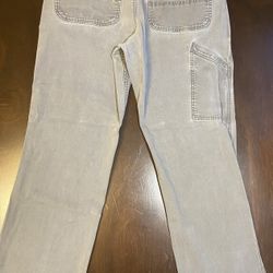 Carhartt Gray Mens Canvas And Relaxed Fit Work Pants Sz 33x30 