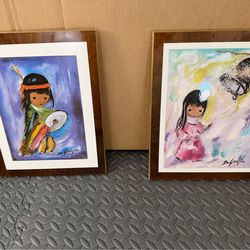 Ted De Grazia Wall Art - Set of 2 Laminated Plaques