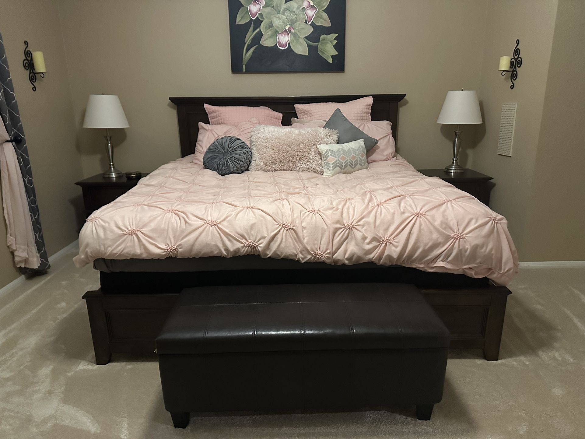 Eastern King Bed Frame & 2 Nightstands