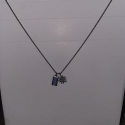 Sliver Sun And Blue Necklace