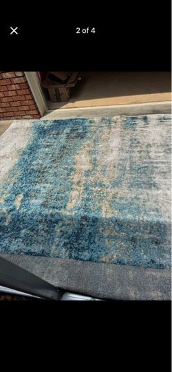 Abstract Rainfall Rug — Blue (part of the Bosphorus collection) - Like New