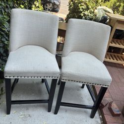 Two White Bar Chairs