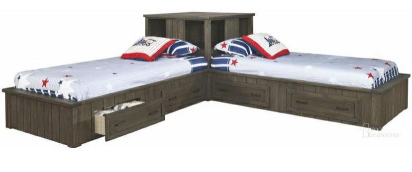 L Shaped Double Twin Bed with Corner Unit *Mattresses Included*