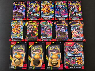 Pokémon Mega Evolution Lot – 10 Booster Packs, 3 Promo Blisters & Chaos Rising Booster Bundle