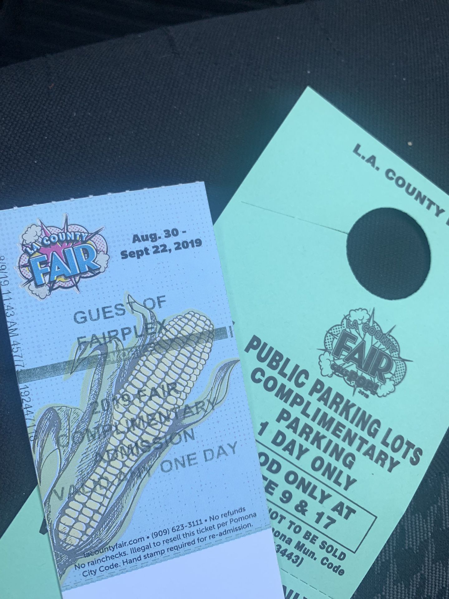 2 LA fair tickets with parking pass valid any day