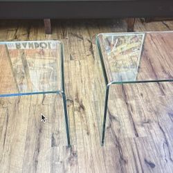 Two Bent All-Glass End/Side Tables