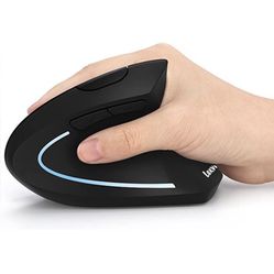 Lekvey Ergonomic Mouse, Vertical Wireless Mouse - Rechargeable 2.4GHz Optical Vertical Mice : 3 Adjustable DPI 800/1200/1600 Levels 6 Buttons, for Lap