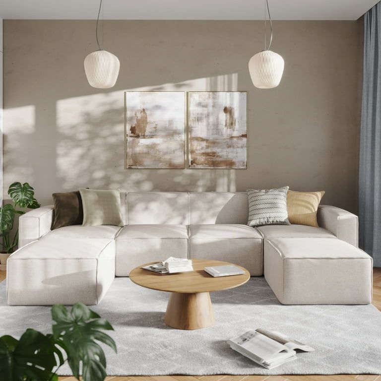 Luxury Modular 6 Piece Sectional Sofa, Cream brand new in box