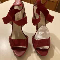 Red Open Toe High Heels 