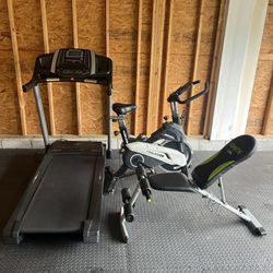 Treadmill & Bike With Weight Bench 
