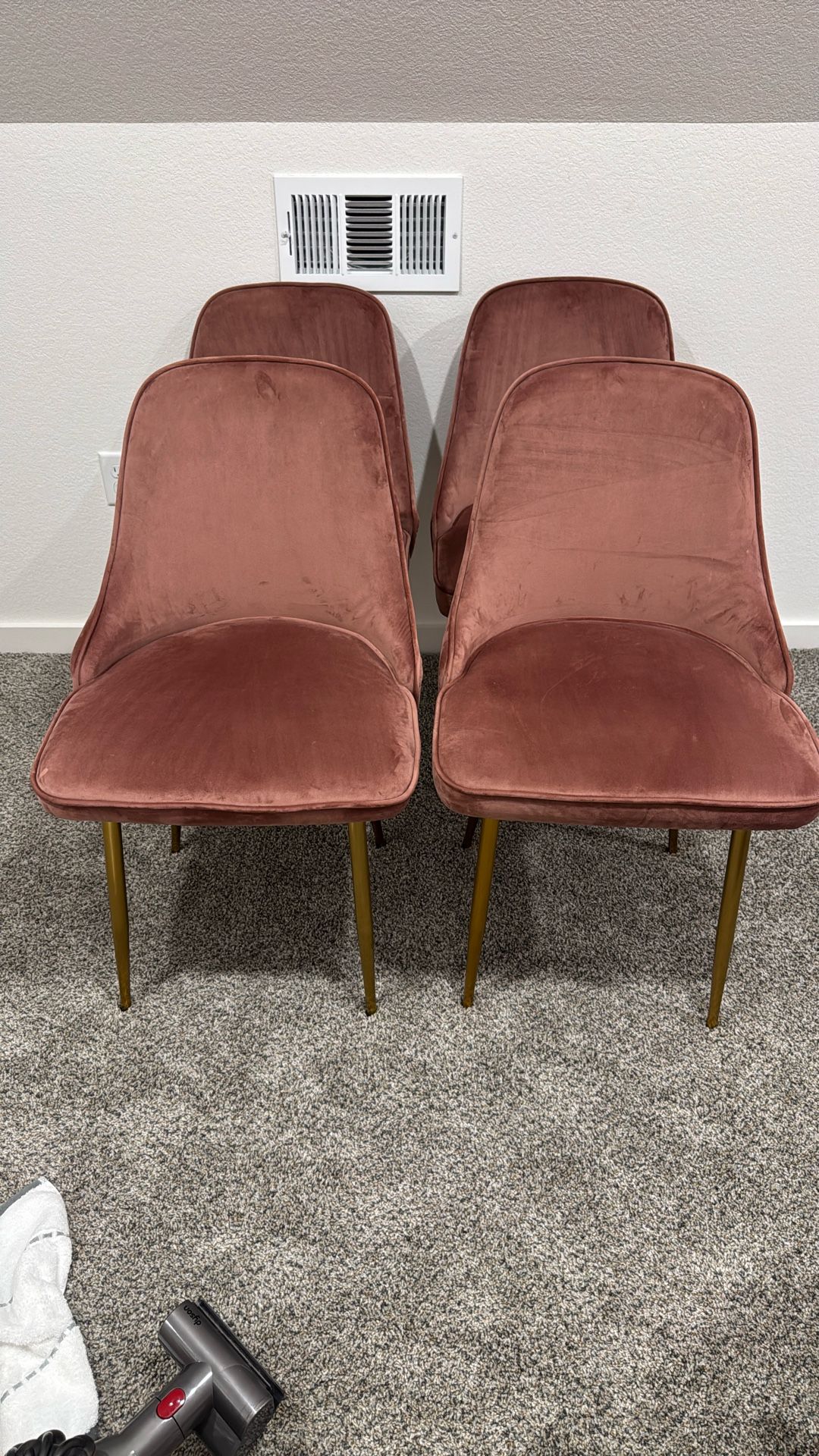 Velvet Dusty Rose Dinning Chairs
