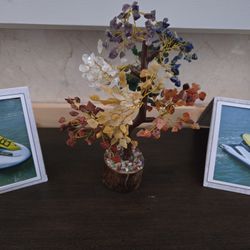 Karma Pledge Tree Of Life7 Chakra Healing Crystal Tree of Life with Manifestation Card, Handmade Golden Wire Crystal Tree for Good Luck, Positive Ener