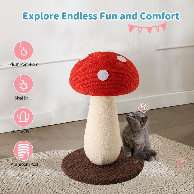 Extra Large Vertical Sisal Mushroom Shaped Cat Scratcher