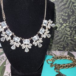 #1609, LOFT CRYSTAL STATEMENT NECKLACE & BRACELET

