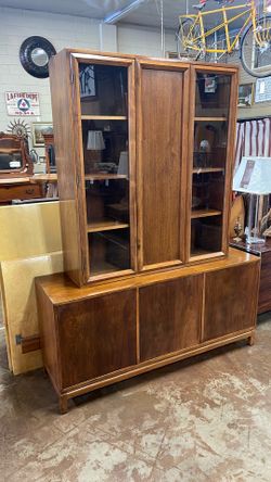 Walnut Mid century modern 2 part bookcase