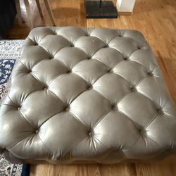 Tufted Leather Ottoman 