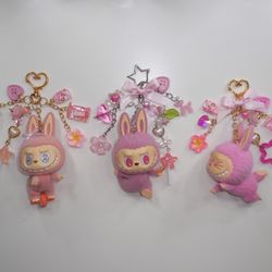 authentic lazy yoga labubu keychains! 💗🧸✨