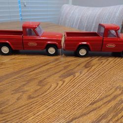 1960's Tonka Red Jeep Pickup Trucks Set of 2