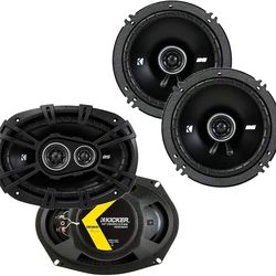 KICKER Speaker Package of 2 Items: DS Series Two 6"x9" Coaxial Speakers 4-Ohm & Two 6.5" Coaxial Speakers 4-Ohm - 1x 43DSC69304, 1x 43DSC6504