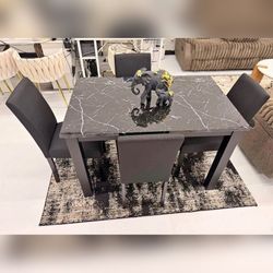 5Pc Glass top dining table set