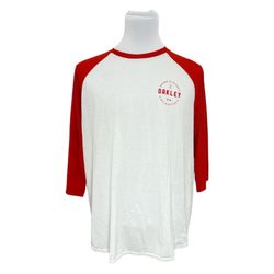 Oakley Men's 3/4 Sleeve Baseball Tee Shirt Orange White Size 2XL