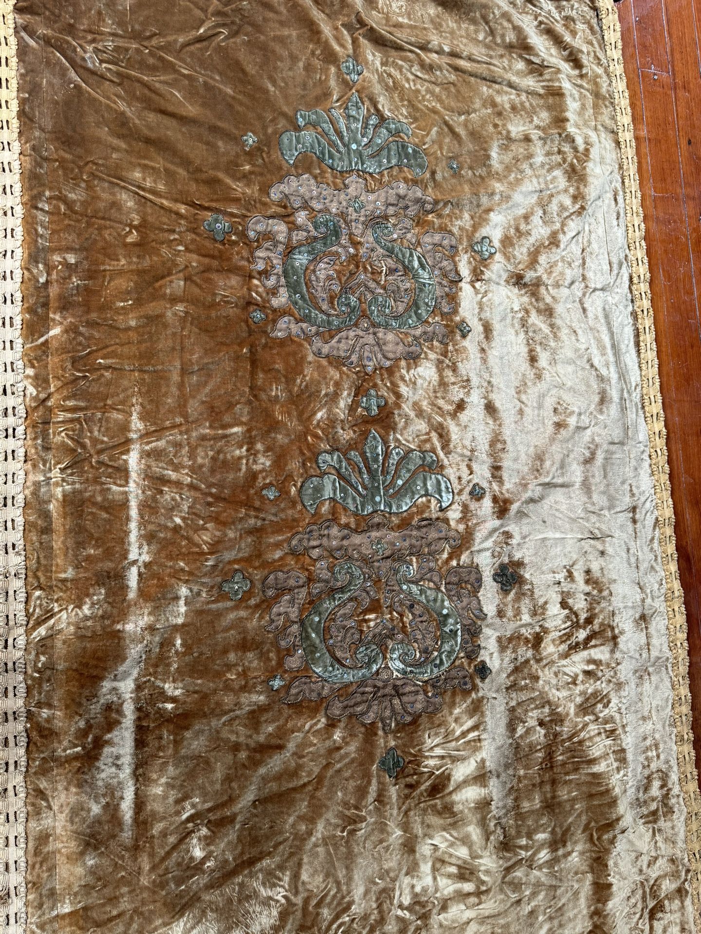 Antique Religious Christianity Embroidery Textile Tapestry 