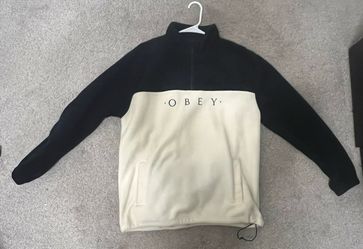 Obey White & Black Tech Fleece Sweatshirt