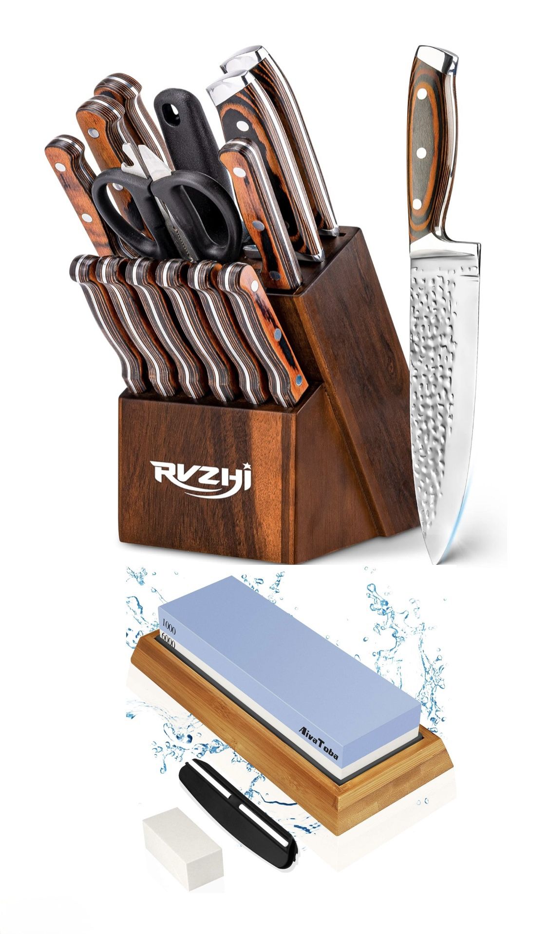 Japan Stainless Steel Kitchen Knife Set 15PCS AND Knife Sharpening Stone