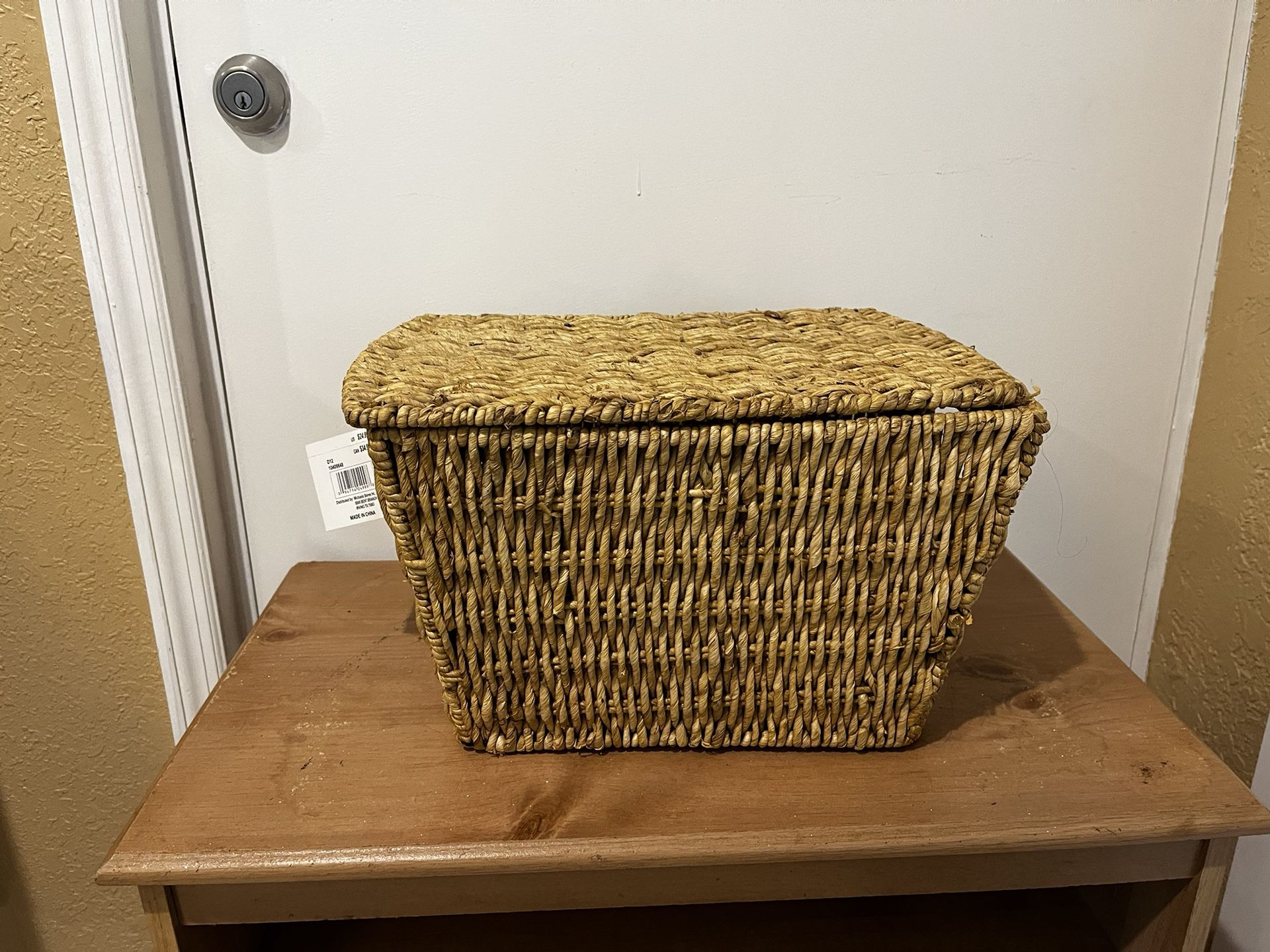 BRAND NEW Wicker Storage Basket 10.5” Height By 15” Wide By 12” Wide…$20