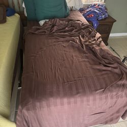 Twin Bed, Mattress, Box spring, Frame, Sheet And Pillow 