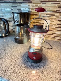 General Electric’s Forest Lantern – Red, Vintage – Battery Operated Camping Light for Outdoor Adventures, Backyard Gatherings, and Emergency Use