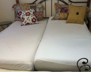 2 electric twin beds with headboard