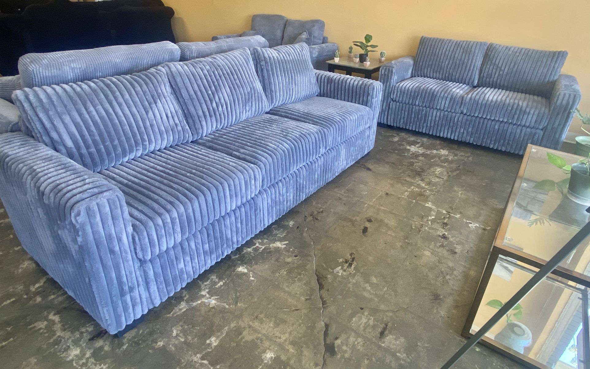 Corduroy Sofa Set Gray