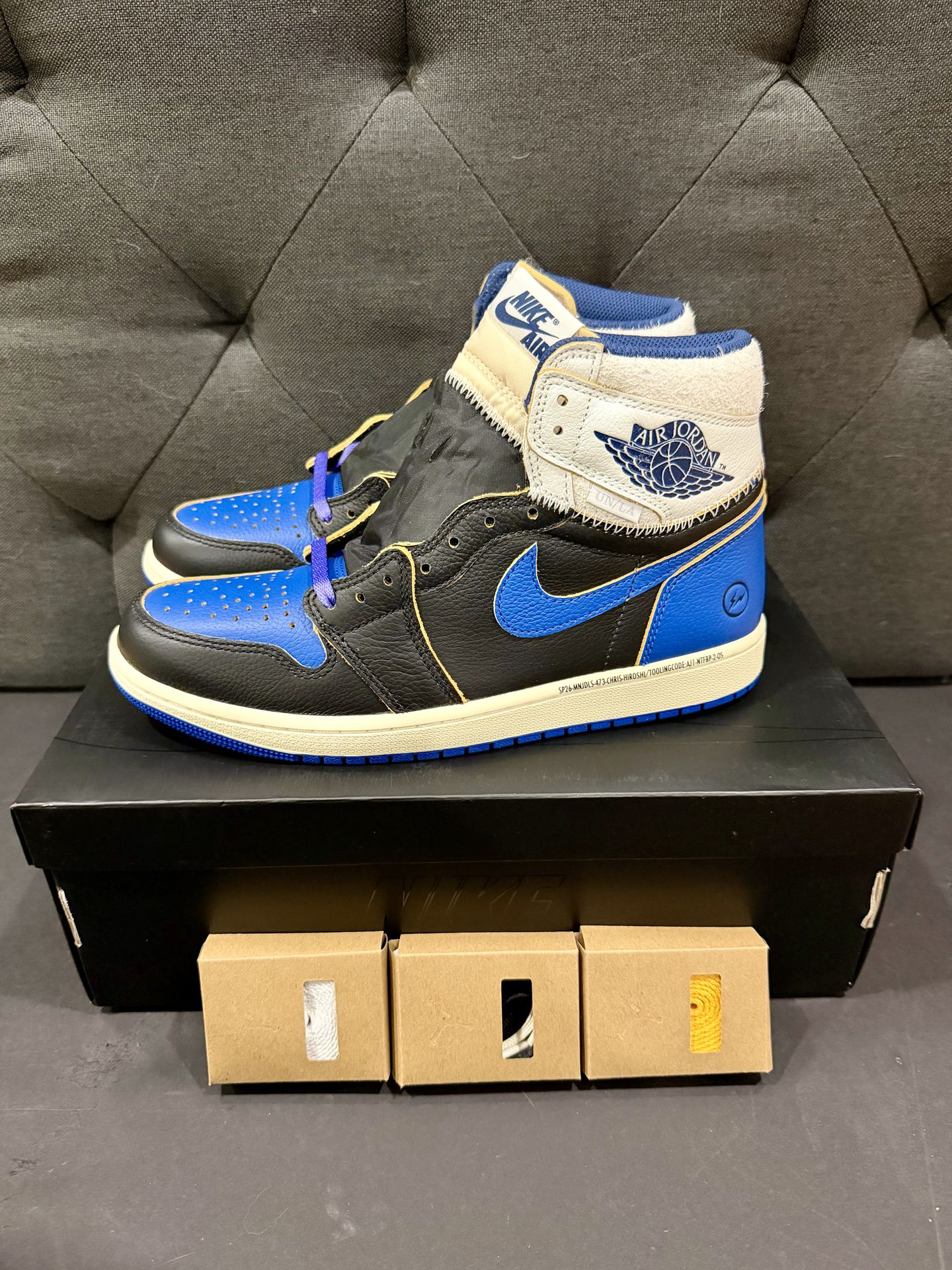 Jordan 1 Retro High OG SP Fragment x Union LA Sport Royal Size 9