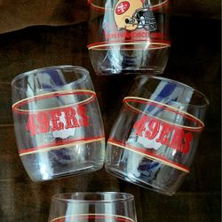 VINTAGE 80'S SAN FRANCISCO FORTY NINERS GLASS CUPS 