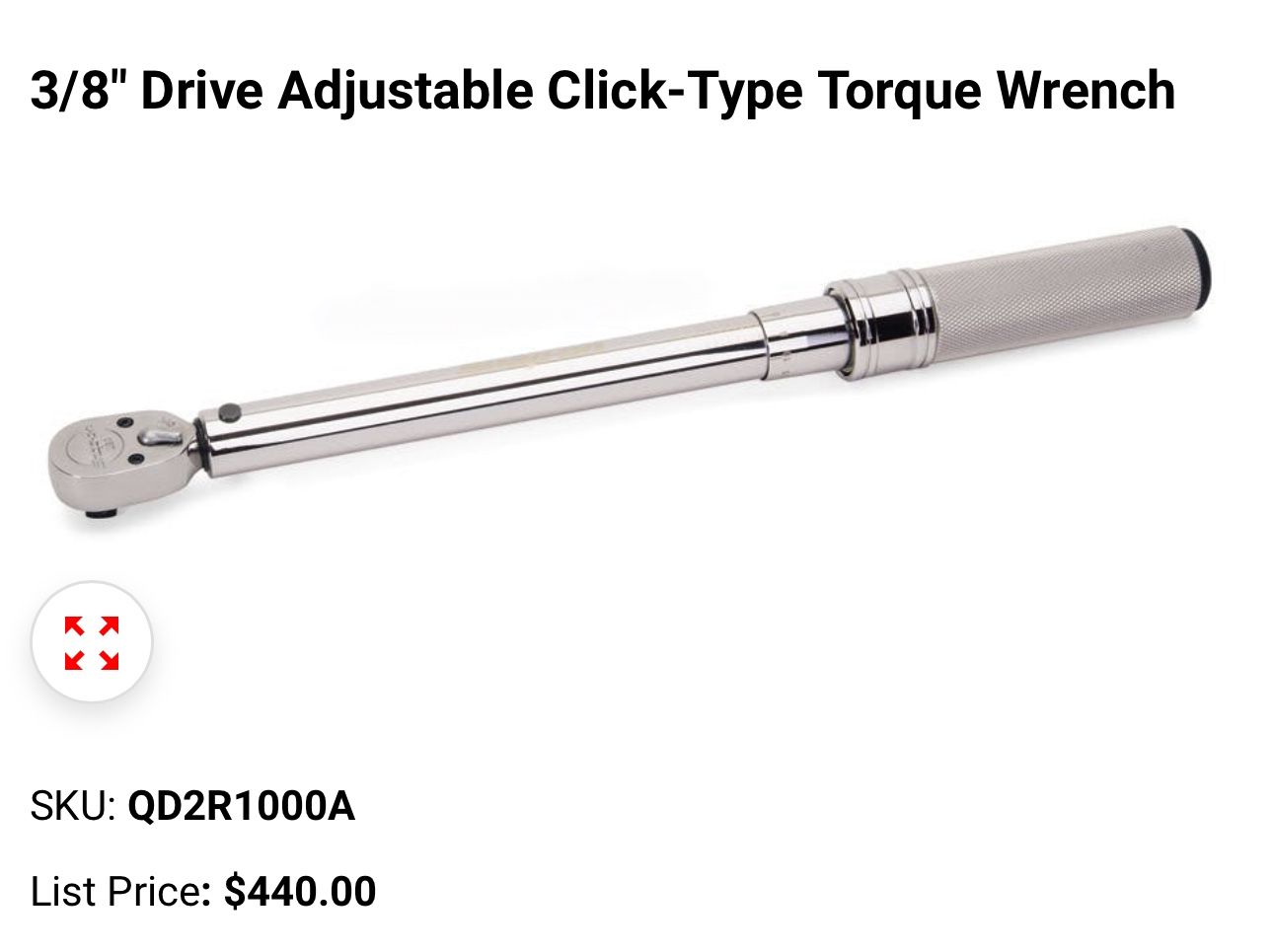 Snap on torque rachet