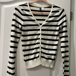 S  Black & White Cardigan