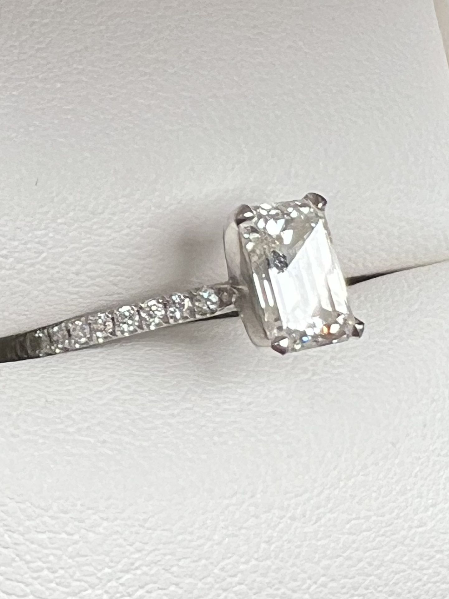 Emerald Cut Diamond ring w/ diamond embedded band
