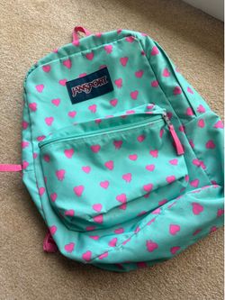 Jansport  Teal with pink hearts bookbag
