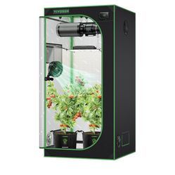 VIVOSUN S336 3x3 Grow Tent, 36"x36"x72" High Reflective Mylar with Observation Window and Floor Tray for Hydroponics Indoor Plant for VS2000/VS3000