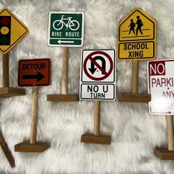 Traffic Signs with Wooden Bases