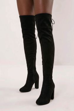8.5 Or 39 Viva Black Faux Suede Over the Knee Thigh High Heeled Winter Goth Boots Boot Shoes PLEASE READ ⬇️