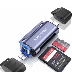 SD Card Reader, USB 3.0 USB C Memory Card Reader OTG Card Adapter for TF SD Micro SD SDXC SDHC MMC RS-MMC Micro SDXC Micro SDHC UHS-I for MacBook, PC,