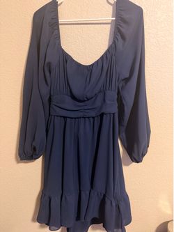 flowy dark blue dress