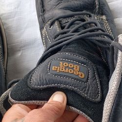 Georgia Boot AMP LT Wedge Waterproof Black Soft Moc-Toe Work Boot MENS