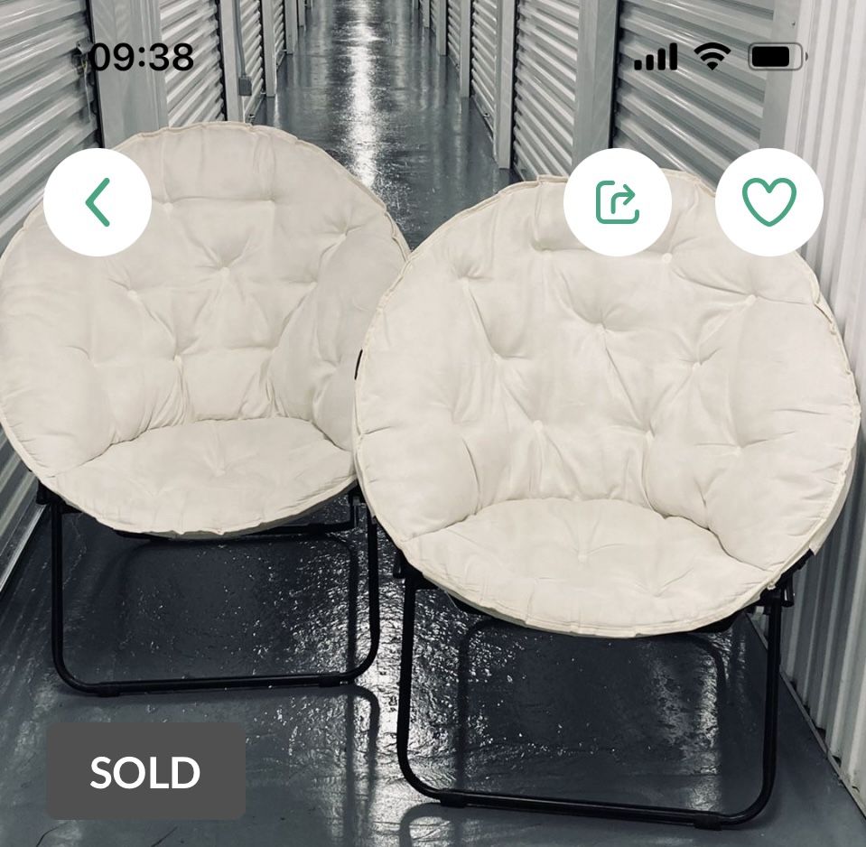 Folding fabric chairs excellent for houses with a balcony. Comfortable used in excellent condition. The two for 70 dollars